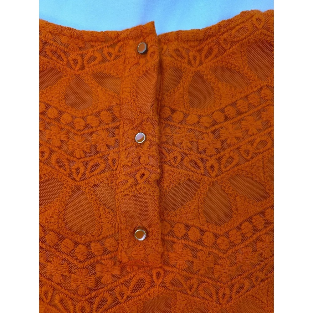 ZARA Bright Orange Crochet Lace Short Sleeve Sheath Dress Size XL - Picture 15 of 15
